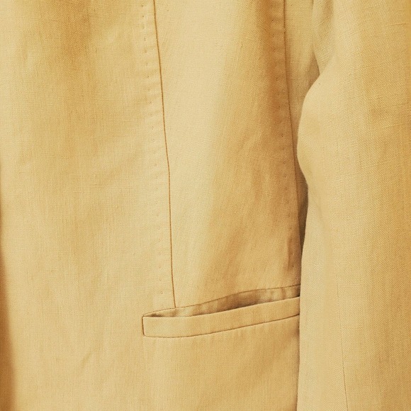 Brooks Brothers Beige 100% Irish Linen Stand Up Collar Single Breasted Blazer 14 - Picture 6 of 11